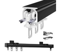 Robusto Binario Per Tende Da Esterno Bastone Binario A Soffitto In Alluminio, Bastoni Binari Per Tende 50 100 200 350 400cm Per Finestre E Tende Divisorie(Black,500cm/16.4ft)
