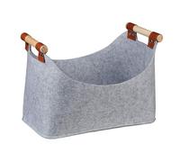 Robusto cestino in feltro per la conservazione del legno, elegante cestino in feltro grigio, efficiente contenitore per legna da ardere per casa ed esterni, grandi supporti per legna da ardere