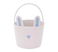 Robusto cesto pasquale intrecciato a mano, colore: blu e bianco | Corda di cotone realizzata a mano, ideale per bambini, per feste di Pasqua e decorazioni per la caccia al tesoro