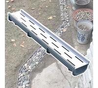 Robusto coperchio di scarico per cortile e vialetto in acciaio inox, sistema di drenaggio per fossato con kit di flusso K da riempire, per pavimentazione/terrazzo/giardino, 60 x 11 x 4 cm