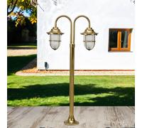 Robusto Luce per Esterni Santorini Di Ottone Vetro H:85cm E27 Giardino Vialetto