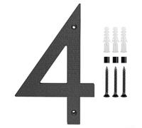 Robusto numero civico 30,5 cm, design nero opaco per uso esterno, realizzato in ABS con tutti i materiali di montaggio necessari (4)