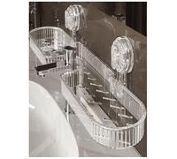 Robusto organizer for mensola da bagno con ventosa, supporto da parete senza foratura for vanità del bagno e ripostiglio for il lavello della cucina(Clear,4-Pack)
