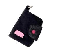 Robusto portamonete in peluche, design morbido e portatile, per uso quotidiano, accessorio per donne e ragazze alla moda, Nero