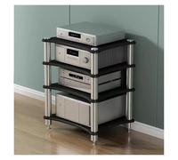 Robusto Rack Du ModernSte a 4 Ripiani per diffusori HiFi e sistemi Audio/Video, Mobile Nero, Adatto per amplificatori e sistemi Home Theater.