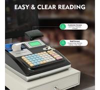 Robusto registratore di cassa elettronico con rilevatore di banconote a doppio display 48 tasti 36 depositi 10K PLU USB/RS232 a basso consumo
