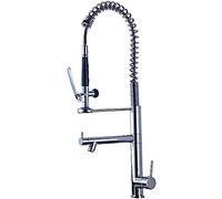 Robusto rubinetto per lavello da cucina estraibile a molla pre-risciacquo, maniglia singola con spruzzatore, rubinetto da cucina estraibile in bronzo nero (Color : Chrome And P