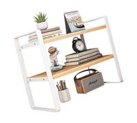 Robusto scaffale organizer da scrivania in ferro e legno, per studenti e impiegati, migliora l'ordine degli spazi di lavoro