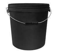 Robusto secchio nero in plastica con manico e coperchio tenuta stagna stoccaggio