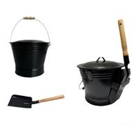 Robusto secchio per cenere zincato con coperchio e pala per una rimozione efficiente della cenere da caminetti, griglie e bracieri
