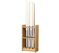 Robusto supporto angolare in legno per 8 bastoncini da biliardo, design moderno, finitura naturale, ideale per sale giochi e grotte degli uomini