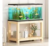 Robusto supporto per acquario in legno massello, scaffale multiuso a 2 ripiani in pino naturale per rettili, piante da interno e stampanti, soluzione di archiviazione resistente ed elegante