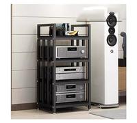 Robusto supporto per audio-video HiFi regolabile a 4 livelli, moderno rack stereo da pavimento per Home Theater e centro di intrattenimento (nero)