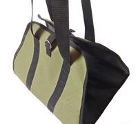 Robusto supporto per legna da ardere realizzato in tela cerata resistente agli strappi con cinturino in metallo e chiusura a scatto per una presa sicura, Come da immagine, Is green