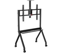 Robusto supporto per smart board e TV di grandi dimensioni, regolabile in altezza con ruote bloccabili, carrello portatile per scuola, ufficio e uso domestico