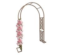 Robusto traliccio ad arco da giardino in metallo per piante rampicanti, 220 cm di larghezza x 230 cm di altezza, elegante pergolato nero/marrone, perfetto per eventi all'aperto e decorazioni