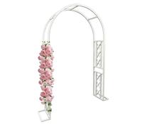 Robusto traliccio ad arco da giardino in metallo per piante rampicanti, pergolato, pergolato, dimensioni 140 cm, 340 cm, supporto decorativo per eventi, bianco e nero, 180 cm di larghezza x 230 cm di