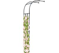 Robusto traliccio ad arco da giardino, pergolato a metà lato, supporto per piante rampicanti in metallo resistente alle intemperie, per piante rampicanti e rose (nero, 0,6 x 2,4 m)