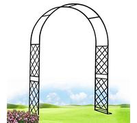 Robusto traliccio da giardino in ferro battuto, griglia pergola per esterni, prato, arco d'ingresso, 248,9 x 221 cm, regolabile, 139,7 x 370,8 cm, arco da giardino nero.