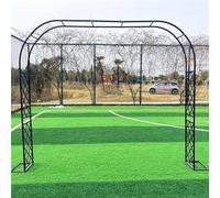 Robusto traliccio da giardino in ferro battuto, griglia pergola per esterni, prato, arco d'ingresso, 248,9 x 221 cm, regolabile, 139,7 x 370,8 cm, arco da giardino nero.