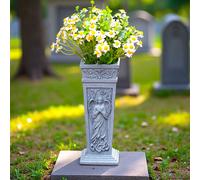 Robusto vaso cimitero in resina con punta e drenaggio adatto per uso esterno