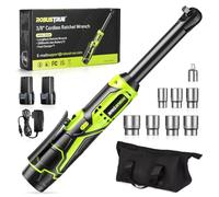Robustrue Chiave a cricchetto a batteria da 15 cm, 2 chiavi a cricchetto da 2000 mAh, 400 giri/min, con ricarica rapida e 7 bussole