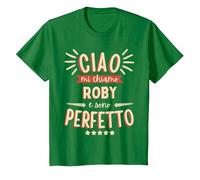 Roby Roberto Idea Regalo Personalizzata Nome Divertente Maglietta, Bambini, Verde Mela, 2 Anni