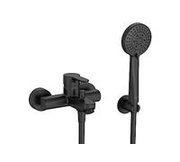 Roca A5A0109NB4 - Miscelatore monocomando esterno bagno-doccia L20 con inverter automatico, doccia a mano, flessibile da 1,75 m e supporto doccia fisso nero opaco