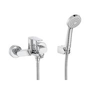 Roca A5A014FC00 Miscelatore Bagno-Doccia Victoria Plus, doccia a mano, flessibile 1,70 m e supporto doccia snodato, cromato