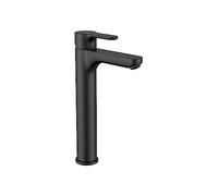 Roca A5A3HN09NB0 - Miscelatore monocomando per lavabo L20 con beccuccio alto e scarico automatico, Cold Start nero opaco