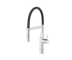 Roca A5A884DC00 Miscelatore da cucina, collezione Glera Pro, beccuccio curvo in gomma ed estraibile, cromato