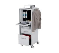 Rocada Carrello mobile e chiudibile a chiave, con 2 scomparti, 2 cassetti e 1 piastra portaoggetti estensibile, carrello da ufficio con porta in metallo, colore: grigio alluminio