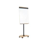 ROCADA Lavagna flipchart NATURAL antracite rovere per meeting | altezza continua 160-200 cm, superficie magnetica, 5 rotelle bloccabili, base stabile, vaschetta portapenne
