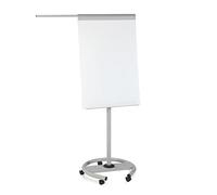ROCADA Lavagna flipchart PROFESSIONAL bianca grigia regolabile magnetica | presentazioni flessibili, altezza 170-190 cm, 5 ruote bloccabili, superficie scrivibile, vaschetta accessori