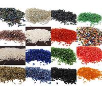 Rocailles - Perline in vetro, 2 mm x 6 mm, 15 colori, 300 g, set posten, ca. 9900 pezzi AM61