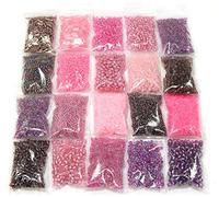 Rocailles Set 2/3/4/6 mm colori perline di vetro 400 G Confezione da 20 pezzi tubo e forma rotonda Set fai da te Perle per infilare piccole perle, Vetro, Rosa Violett Lila