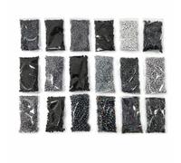 Rocailles Set Seed Beads 2/3/4/6 mm colori perline di vetro 360 G Confezione da 18 pezzi tubo e forma rotonda Set fai da te Perle per infilare piccole perle, Vetro, Nero