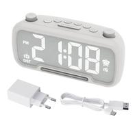 ROCAM Radiosveglia digitale camera da letto con luce notturna calda e Bluetooth, sveglia digitale con luminosità regolabile, snooze, radio FM, sleep timer, porta di ricarica USB A e tipo C
