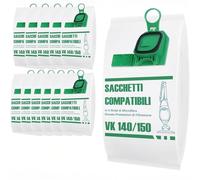 Rocard® - Sacchetti Compatibili per Folletto VK140 e VK150 - Confezione da 6, Microfibra Resistente, Antibatterici, Alta Filtrazione, Ricambi per Aspirapolvere Vorwerk