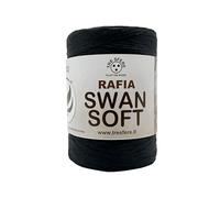 rocca di Rafia Soft 100% ecologica da 100g - 100metri per le tue borse handmade estive o cappelli (nero - PIATTA)