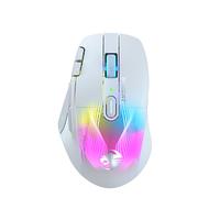 Roccat Kone XP Air - mouse wireless RGB ergonomico personalizzabile, sensore ottico 19K DPI, 100 ore di batteria e base di ricarica, 29 input programmabili e illuminazione AIMO RGB, rotella 4D, Bianco