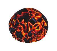 Rocce di lava che si sciolgono Rosso Nero,Cuffia da doccia, cuffia da notte, doppio strato, impermeabile, elastica, riutilizzabile.