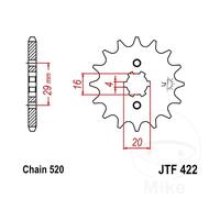 Rocchetto per catena JTF422,15 JT SPROCKETS