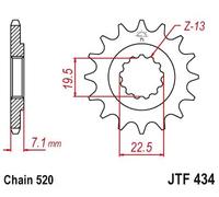 JT pignoni jtf434.13 13T Acciaio pignone