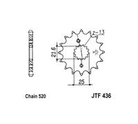 JT pignoni jtf436.15 15T Acciaio pignone