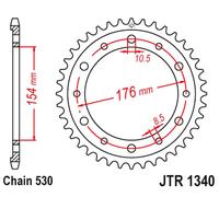 Jt Sprockets 530 Jtr1340.44zbk Steel Rear Sprocket Nero 44t