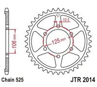 Jt Sprockets 525 Jtr2014.42 Steel Rear Sprocket Argento 42t