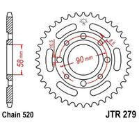 Jt Sprockets 520 Jtr279.39 Steel Rear Sprocket Argento 39t