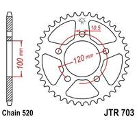 Jt Sprockets 520 Jtr703.44 Steel Rear Sprocket Argento 44t