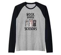 Roccia, Carta, Forbici, Gatto, Zampe, Illustrazione Maglia con Maniche Raglan